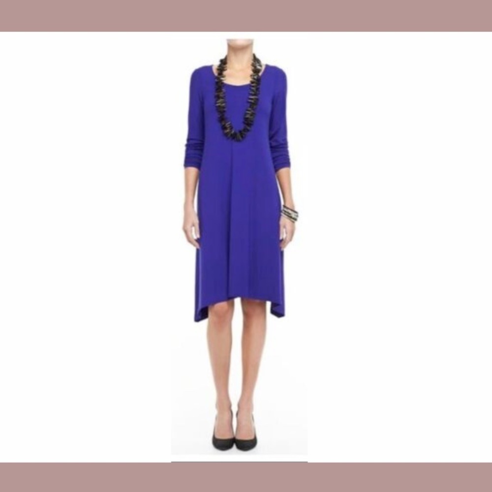 NWT $178 Eileen Fisher [ Small ] Scoop Neck‎ Knee Dress in Blue Violet
